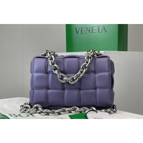Bottega Veneta The Chain Cassette bag in maxi Purple Intrecciato Nappa leather With Silver Chain