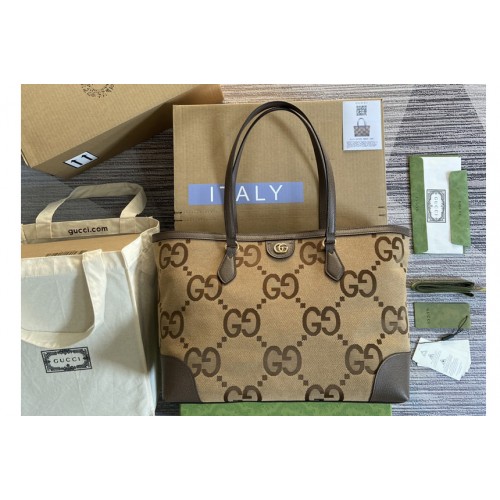 Gucci Ophidia jumbo medium tote Bag in Camel and ebony jumbo canvas