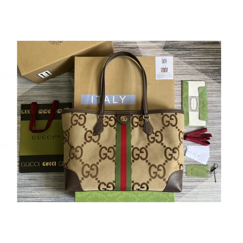 Gucci Ophidia jumbo medium tote Bag in Camel and ebony jumbo canvas