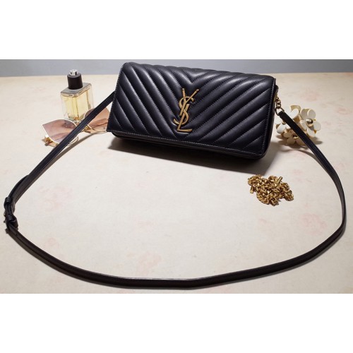 YSL KATE 99 Bag IN Black QUILTED LAMBSKIN With Gold Chain