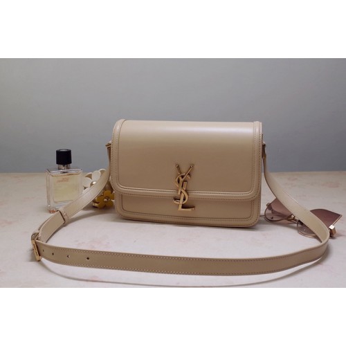 YSL SOLFERINO MEDIUM SATCHEL Bag IN Beige BOX LEATHER