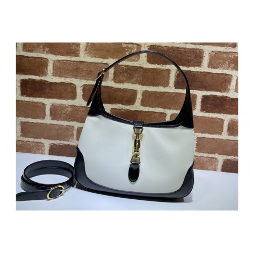 Gucci Jackie 1961 small shoulder bag in White leather with black leather trim