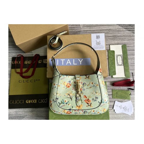 Gucci Jackie 1961 small shoulder bag in flower print off-white leather