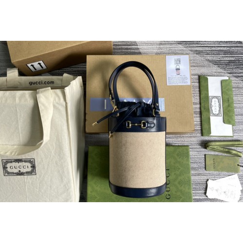 Gucci Horsebit 1955 small bucket bag in White Denim