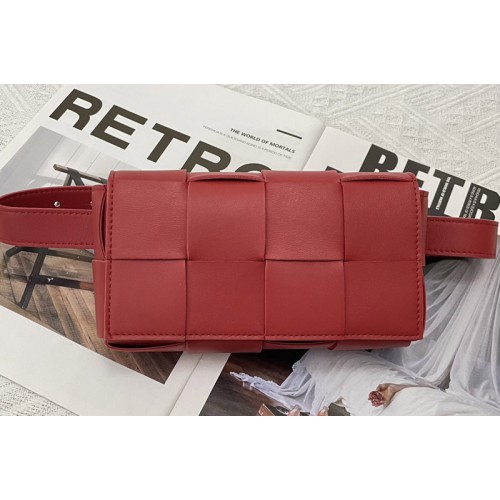 Bottega Veneta Cassette belt bag in Red Intrecciato Nappa leather