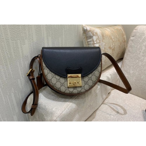 Gucci Padlock small shoulder bag in Beige and ebony Supreme canvas