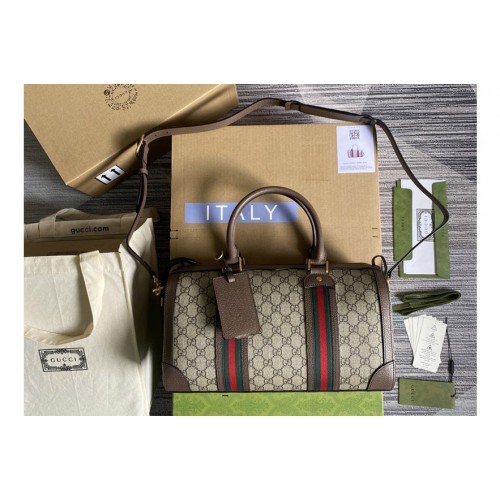 Gucci Small Duffel Bag With Web bag in Beige ebony Supreme canvas