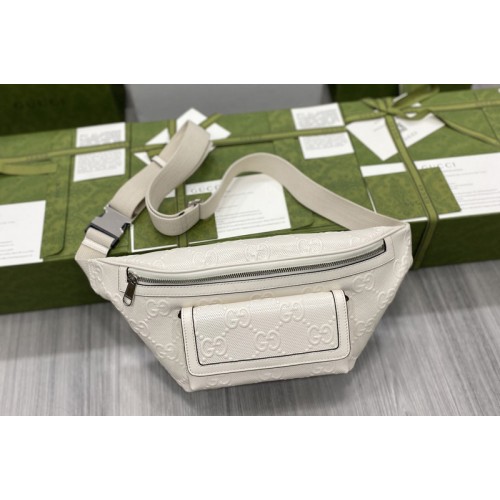 Gucci embossed belt bag in White embossed leather