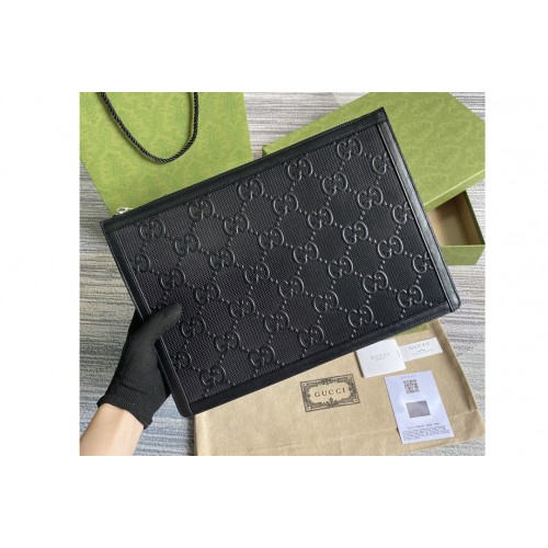 Gucci embossed pouch in Black embossed leather