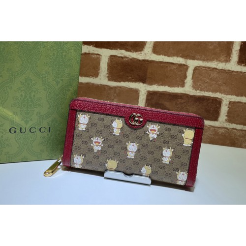 Gucci Doraemon x Gucci zip around wallet Beige ebony mini Supreme and Doraemon