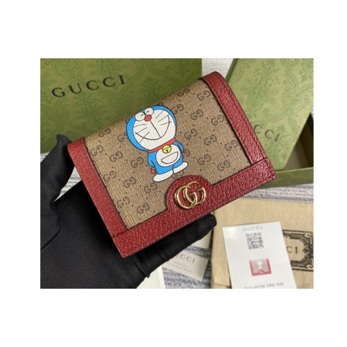 Gucci Doraemon x Gucci card case in Beige ebony mini Supreme canvas