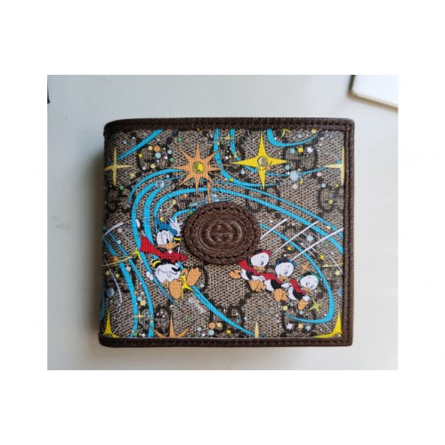 Gucci Disney x Gucci Donald Duck billfold wallet in Beige and ebony Supreme canvas