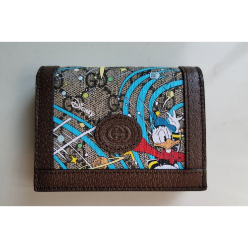 Gucci Disney x Gucci Donald Duck card case wallet in Beige and ebony Supreme canvas