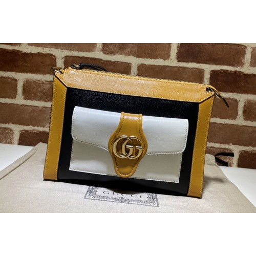 Gucci Small shoulder bag with Double G in Yellow White Black leather