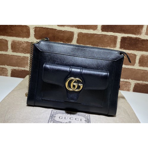 Gucci Small shoulder bag with Double G in Black leather