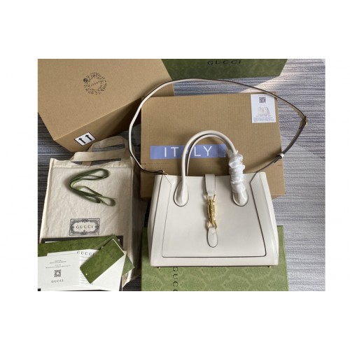 Gucci Jackie 1961 medium tote bag in White leather