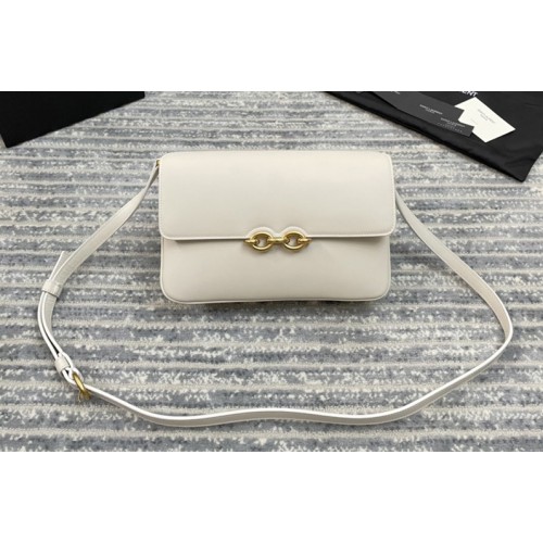 YSL LE MAILLON SATCHEL Bag IN White SMOOTH LEATHER