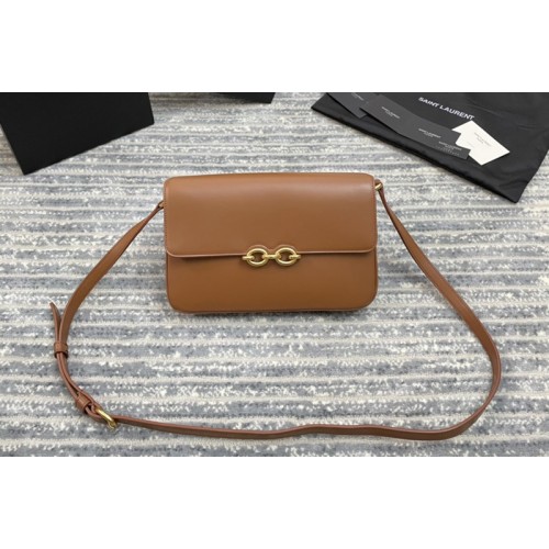 YSL LE MAILLON SATCHEL IN Brown SMOOTH LEATHER