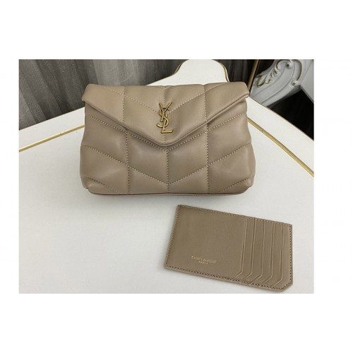 YSL PUFFER small pouch in Apricot Nappa leather