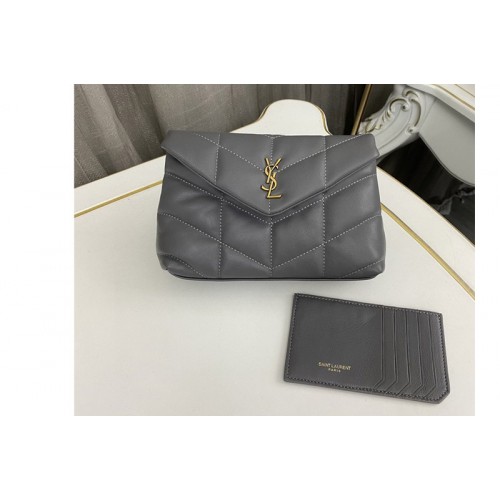YSL PUFFER small pouch in Grey Nappa leather