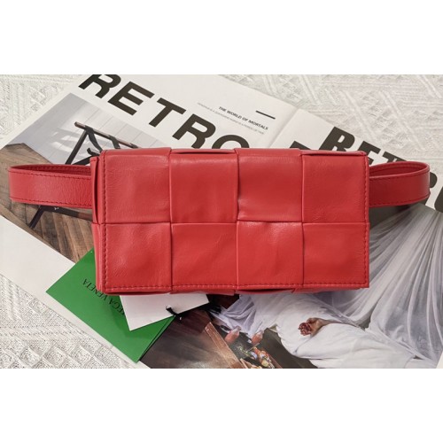 Bottega Veneta Mini Cassette Belt bag in Red Intrecciato Paper Calf leather