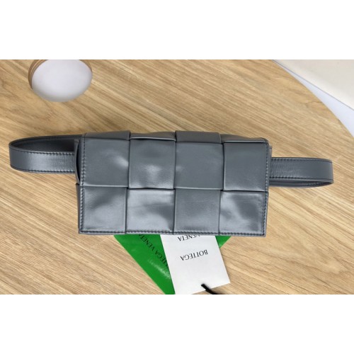 Bottega Veneta Mini Cassette Belt bag in Gray Intrecciato Paper Calf leather