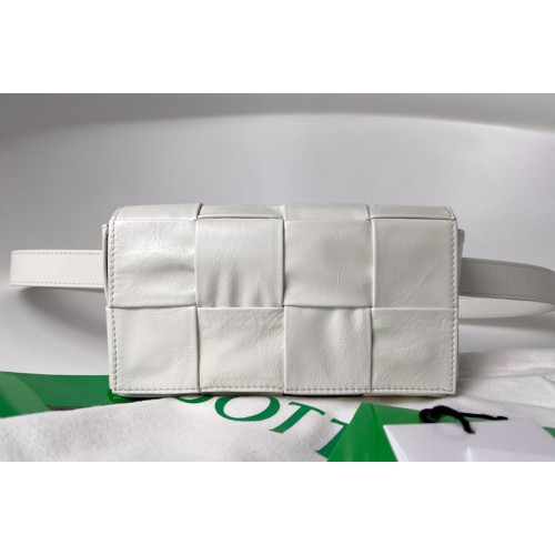 Bottega Veneta Mini Cassette Belt bag in White Intrecciato Paper Calf leather