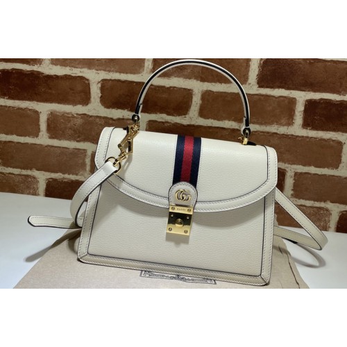 Gucci Ophidia small top handle bag with Web in White leather