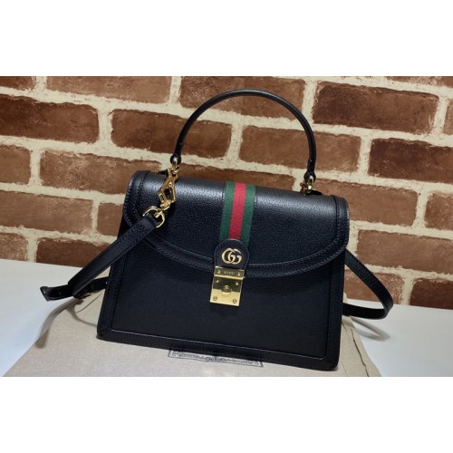 Gucci Ophidia small top handle bag with Web in Black leather