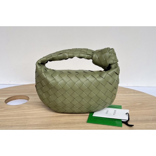 Bottega Veneta Mini Jodie Bag in Travertine intrecciato leather