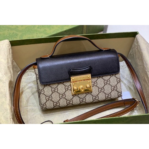 Gucci Padlock mini bag in Beige and ebony Supreme canvas
