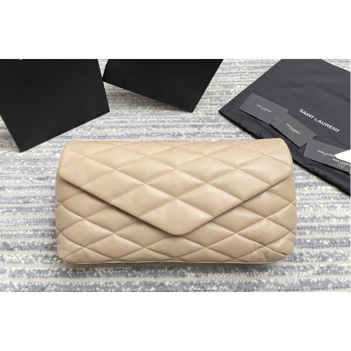 YSL sade puffer envelope clutch in Beige lambskin