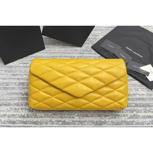 YSL sade puffer envelope clutch in Yellow lambskin