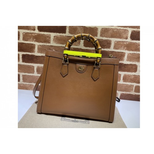 Gucci Diana medium tote bag in Brown leather