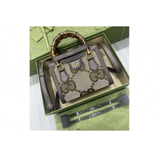 Gucci Diana mini tote bag in Camel and ebony jumbo canvas