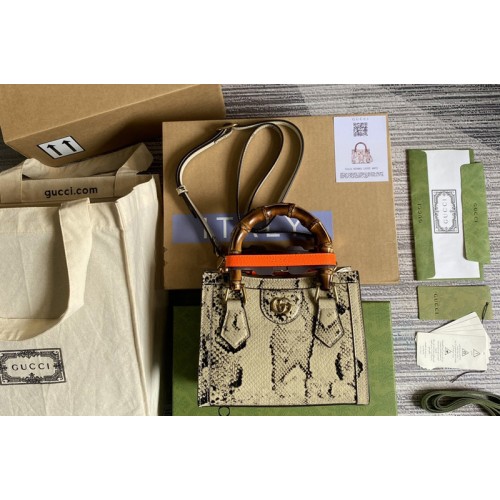 Gucci Diana mini python tote bag in Natural colored python