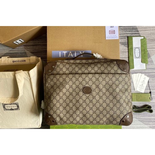 Gucci briefcase Backpack Bag in Brown Supreme canvas
