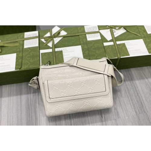 Gucci embossed messenger bag in White embossed leather