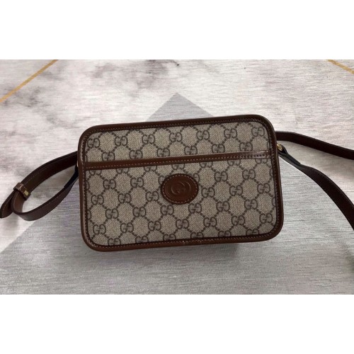 Gucci Mini bag with Interlocking G in Beige and ebony Supreme canvas