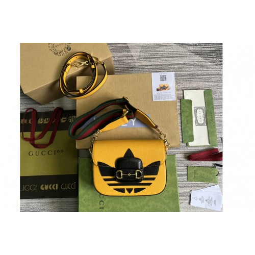 Gucci adidas x Gucci Horsebit 1955 mini bag in Yellow and Black leather
