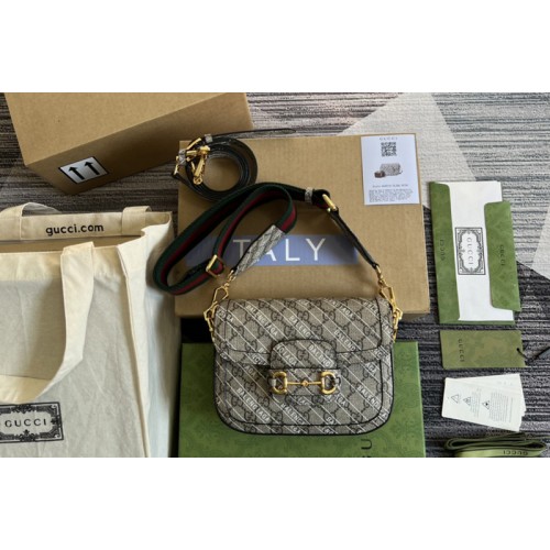 Gucci x Balenciaga Horsebit 1955 mini bag in Beige and ebony Supreme canvas