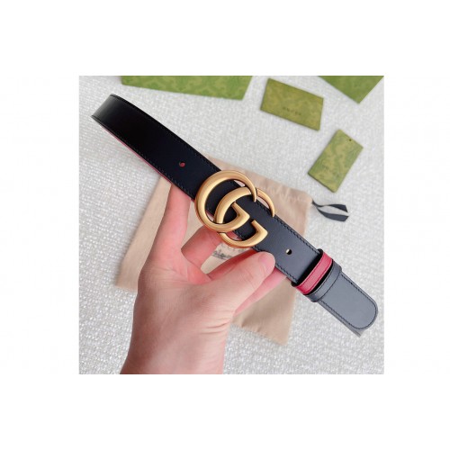 Gucci Marmont 30mm reversible belt in Black Red Leather