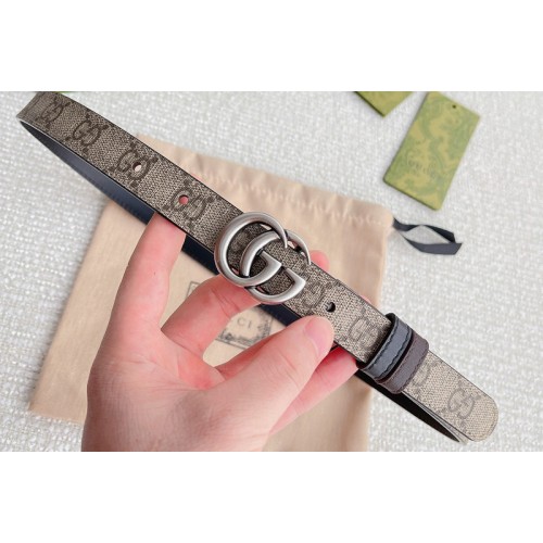 Gucci Marmont 20mm reversible belt in Supreme canvas Black Leather Silver Buckle