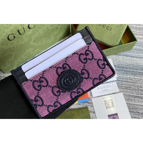 Gucci Multicolor card case wallet in Pink and blue canvas