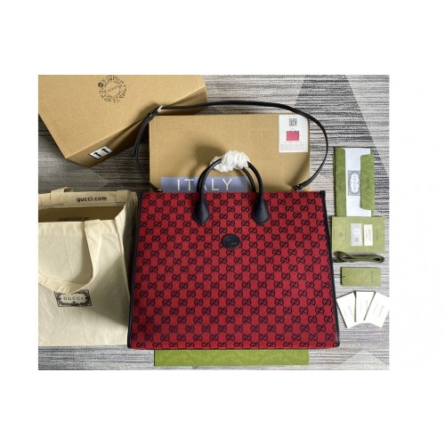 Gucci Multicolor large tote bag in Red and blue canvas