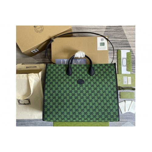 Gucci Multicolor large tote bag in Green and blue canvas