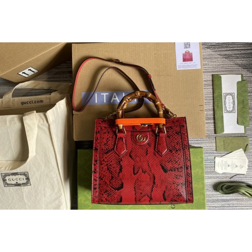 Gucci Diana small python tote bag in Red colored python