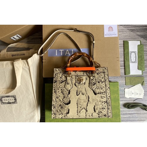 Gucci Diana small python tote bag in Natural colored python
