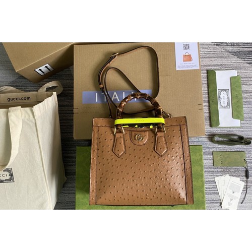 Gucci Diana small ostrich tote bag in Burnt orange ostrich