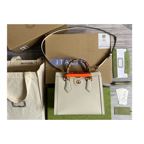 Gucci Diana small tote bag in White leather